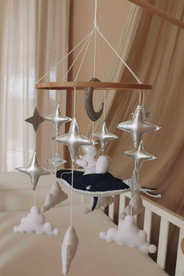 Astronaut Baby Mobiel – Handgemaakt van Hout – Decoratief & Eco – 25cm-10