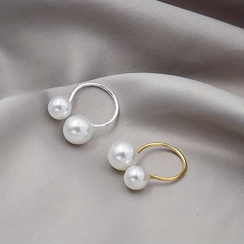Trendy Cuff Ring Plated Faux Pearl