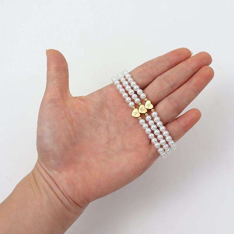 Optimize product title: Customizable Heart Initial Pearl Bead Bracelet