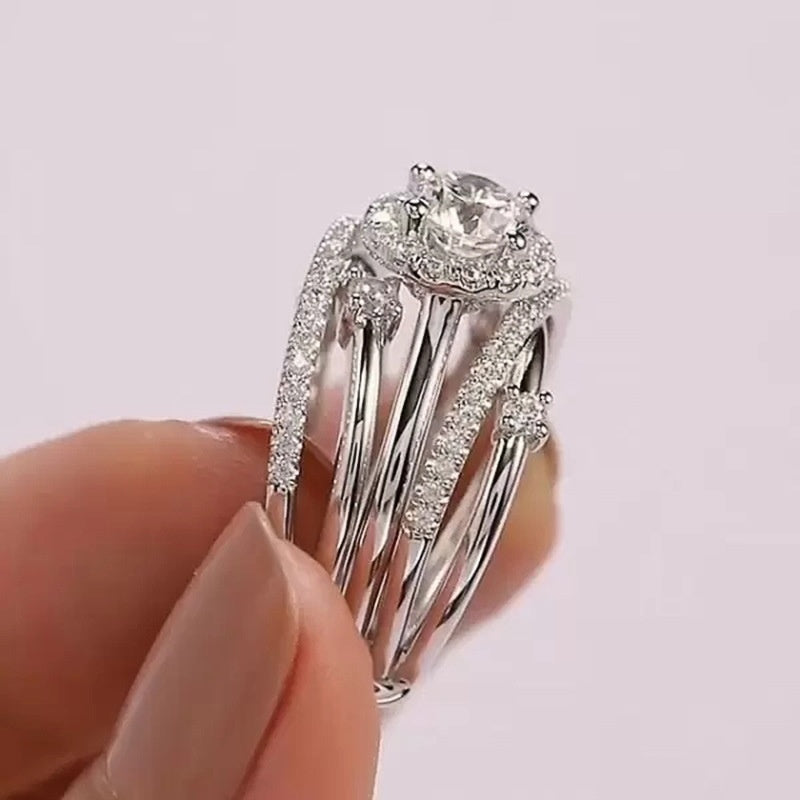 925 silver plated multi-layer ring